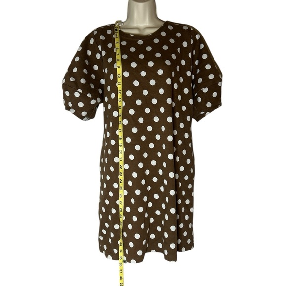 Uncle Frank Brown and White Puff Sleeve Midi Dress - Picture 8 of 8